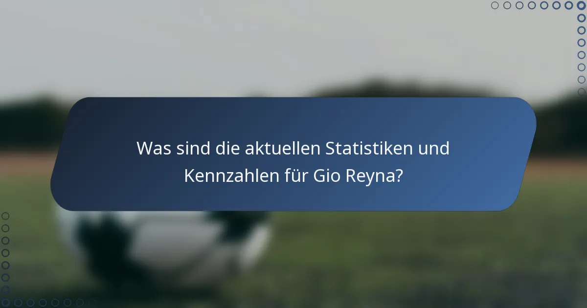 Was sind die aktuellen Statistiken und Kennzahlen für Gio Reyna?