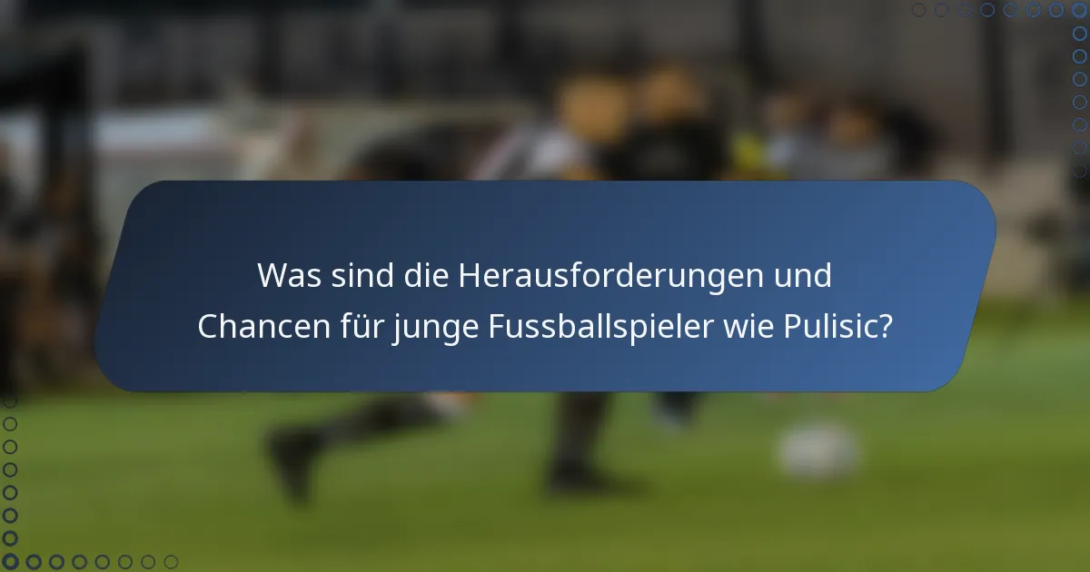 Was sind die Herausforderungen und Chancen für junge Fussballspieler wie Pulisic?