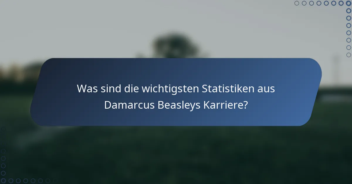 Was sind die wichtigsten Statistiken aus Damarcus Beasleys Karriere?