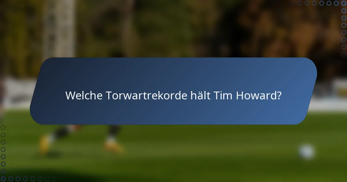 Welche Torwartrekorde hält Tim Howard?