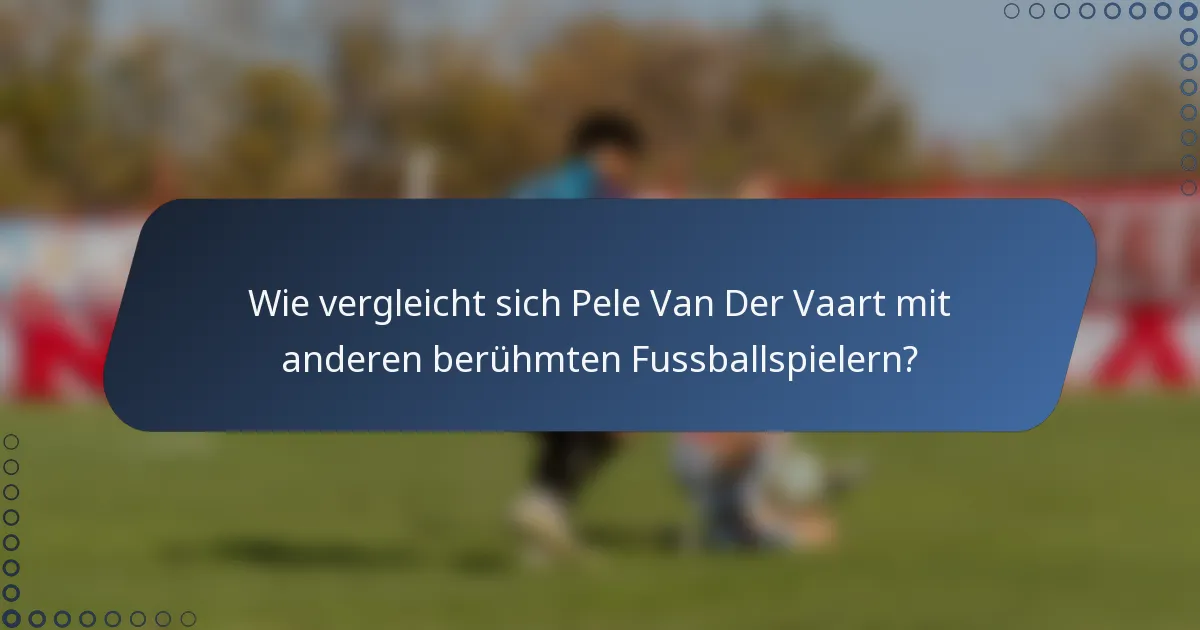 Wie vergleicht sich Pele Van Der Vaart mit anderen berühmten Fussballspielern?